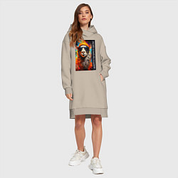 Женское худи-платье Лама хиппи: жить гореть и не угаснуть, жить а не с, цвет: миндальный — фото 2
