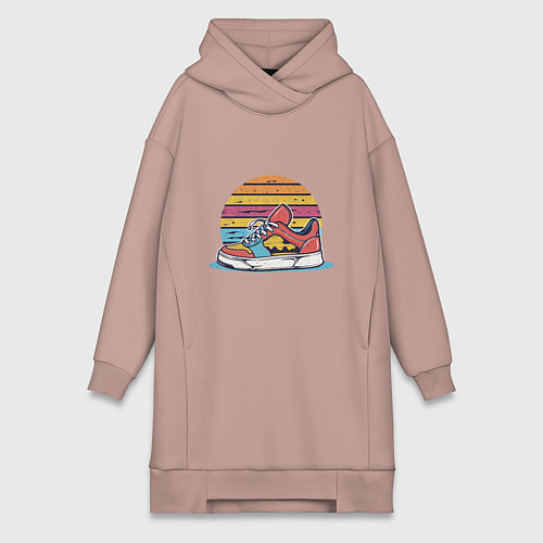 Женская толстовка-платье Яркие кеды / Пыльно-розовый – фото 1