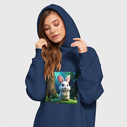 Женское худи-платье Зайчик на поляне, цвет: тёмно-синий — фото 2