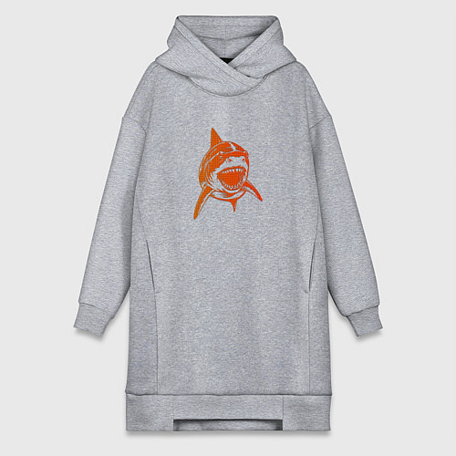 Женская толстовка-платье Оранжевая акула / Меланж – фото 1