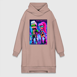 Женское худи-платье Barbie and Ken - Minecraft 2099 ai art collaborati, цвет: пыльно-розовый