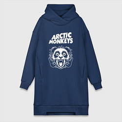 Женское худи-платье Arctic Monkeys rock panda, цвет: тёмно-синий