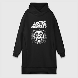 Женское худи-платье Arctic Monkeys rock panda, цвет: черный