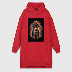 Женская толстовка-платье Скелет едет на старом мотоцикле