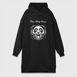 Женское худи-платье Three Days Grace rock panda, цвет: черный