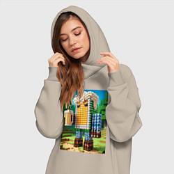 Женское худи-платье Beer dude - Minecraft ai art, цвет: миндальный — фото 2