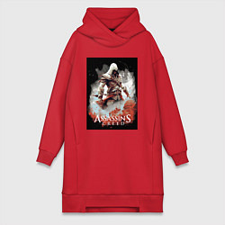 Женское худи-платье Assassins creed poster, цвет: красный