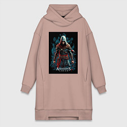 Женское худи-платье Assassins creed старый стиль, цвет: пыльно-розовый