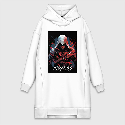 Женская толстовка-платье Assassins creed красные пятна / Белый – фото 1