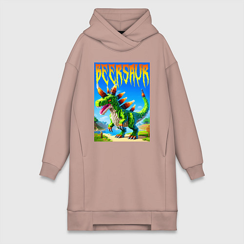 Женская толстовка-платье Пивозавр - мем нейросеть Майнкрафт / Пыльно-розовый – фото 1