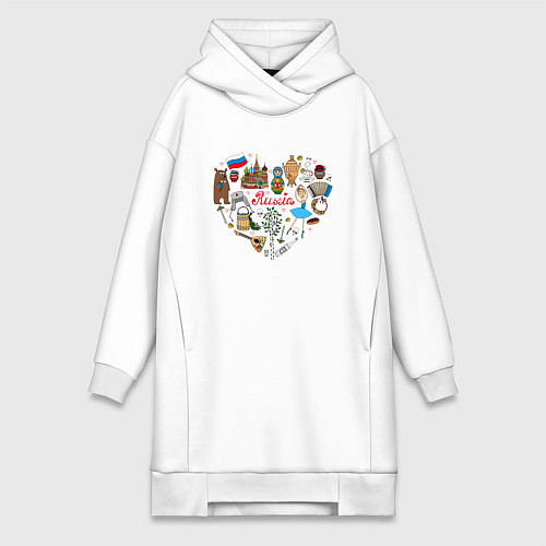 Женская толстовка-платье Россия турист / Белый – фото 1