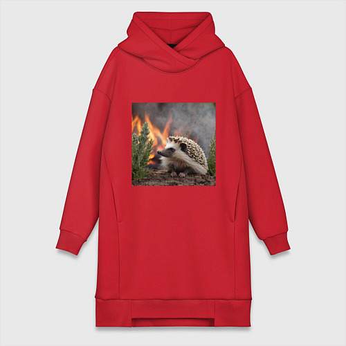 Женская толстовка-платье Ёжик в огне / Красный – фото 1