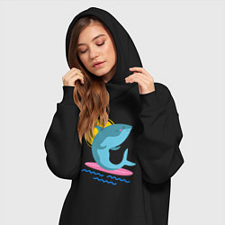 Женское худи-платье Акула серфит, цвет: черный — фото 2