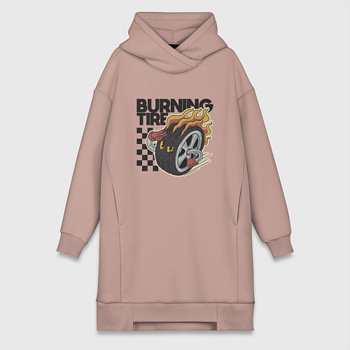 Женская толстовка-платье Горящая покрышка / Пыльно-розовый – фото 1