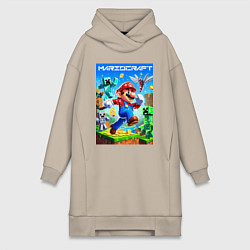 Женское худи-платье Mario in Minecraft - ai art collaboration, цвет: миндальный