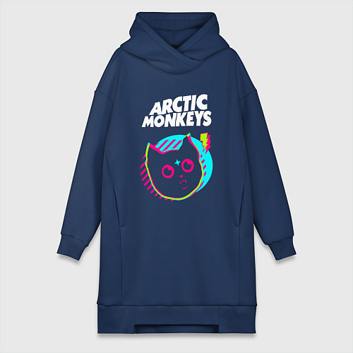 Женская толстовка-платье Arctic Monkeys rock star cat / Тёмно-синий – фото 1