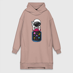 Женское худи-платье Космос в баночке, цвет: пыльно-розовый