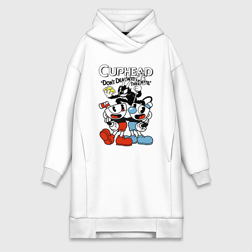 Женская толстовка-платье Cuphead - devil / Белый – фото 1