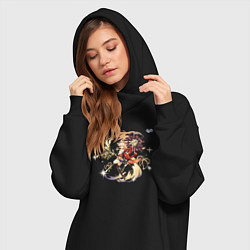 Женское худи-платье Наганохара Ёимия из Геншин Импакт, цвет: черный — фото 2