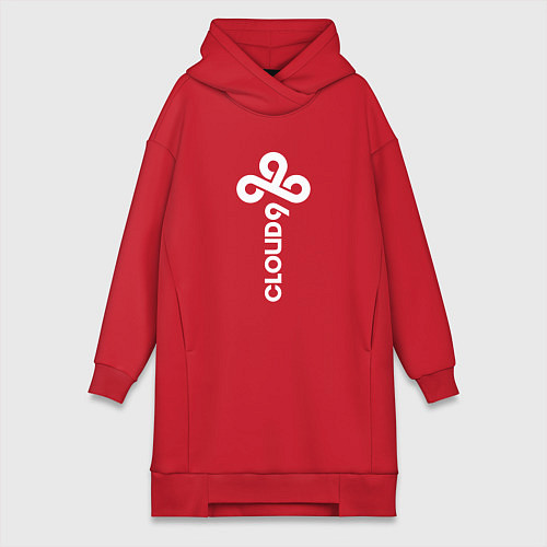 Женская толстовка-платье Cloud9 - vertical logo / Красный – фото 1