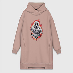 Женское худи-платье Призрак в огне, цвет: пыльно-розовый