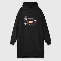 Женская толстовка-платье Космонавт музыкальная пластинка