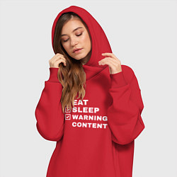 Женское худи-платье Есть спать Cantent Warning, цвет: красный — фото 2