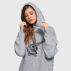 Женское худи-платье Зайчик в шапке и очках, цвет: меланж — фото 2