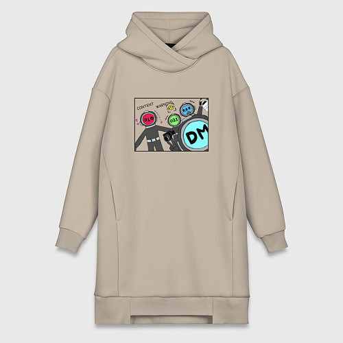 Женская толстовка-платье Content Warning моя команда / Миндальный – фото 1