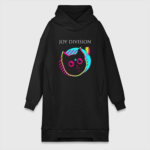 Женская толстовка-платье Joy Division rock star cat / Черный – фото 1