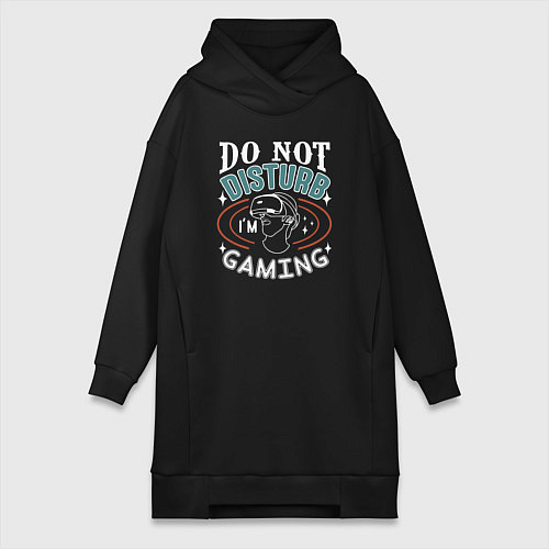 Женская толстовка-платье Do not disturb im gaming / Черный – фото 1