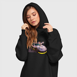 Женское худи-платье Спортивный автомобиль Порше, цвет: черный — фото 2