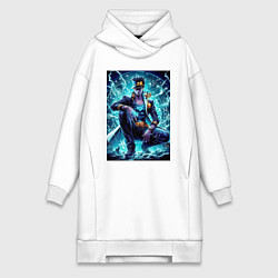 Женское худи-платье Jotaro Kujo - neon glow ai art, цвет: белый