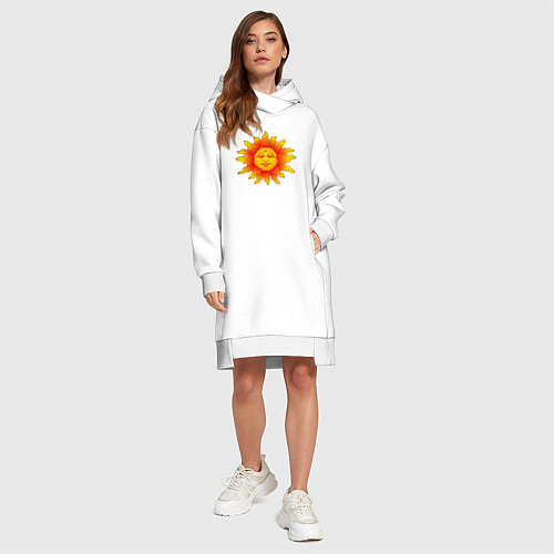 Женская толстовка-платье Огненное солнце / Белый – фото 4