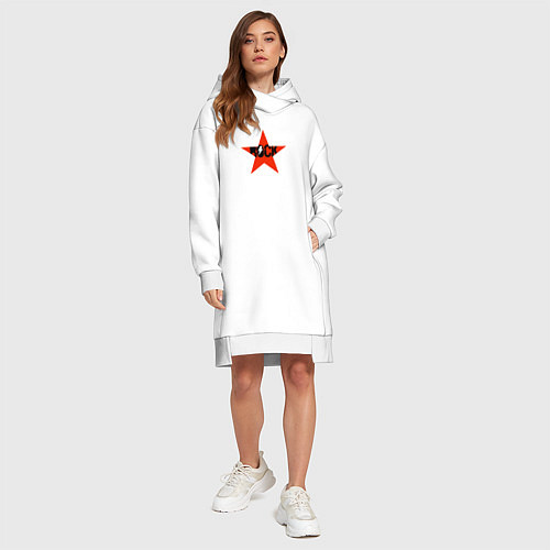 Женская толстовка-платье Rock star red white / Белый – фото 4