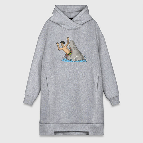 Женская толстовка-платье Остерегайся акул / Меланж – фото 1