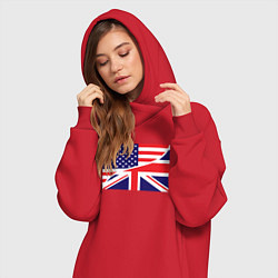 Женское худи-платье США и Великобритания, цвет: красный — фото 2
