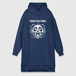 Женское худи-платье Foo Fighters rock panda, цвет: тёмно-синий