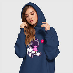 Женское худи-платье Космонавт и мороженое, цвет: тёмно-синий — фото 2