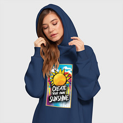 Женское худи-платье Create your own sunshine, цвет: тёмно-синий — фото 2