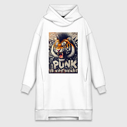 Женское худи-платье Cool tiger - punks not dead, цвет: белый