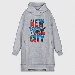 Женское худи-платье Америка Нью-Йорк, цвет: меланж