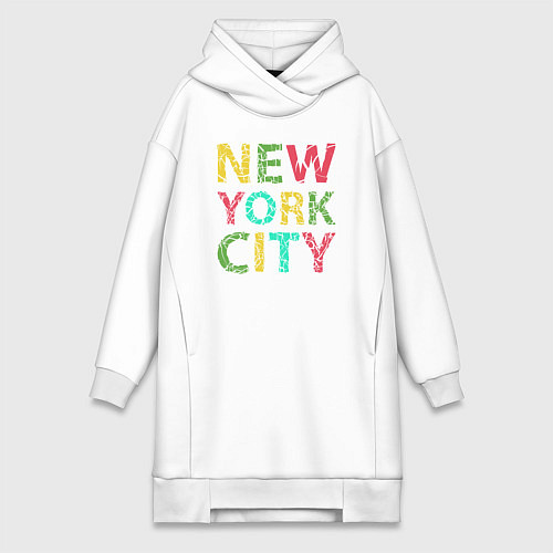 Женская толстовка-платье New York city colors / Белый – фото 1