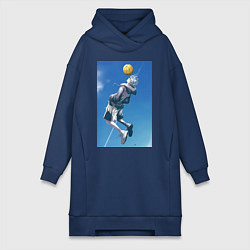 Женское худи-платье Баскетбол Тэцуя Куроко арт, цвет: тёмно-синий