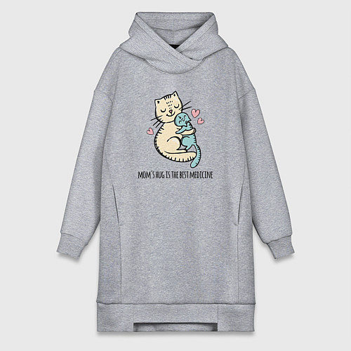 Женская толстовка-платье Объятия мамы лучшее лекарство / Меланж – фото 1