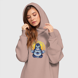 Женское худи-платье Забавная горилла медитирует, цвет: пыльно-розовый — фото 2
