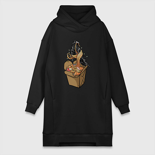 Женская толстовка-платье Ворон и лапша / Черный – фото 1
