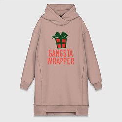 Женское худи-платье Gangsta wrapper, цвет: пыльно-розовый