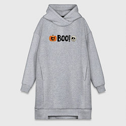 Женское худи-платье Тыква и череп: хэллоуинская страшилка, цвет: меланж