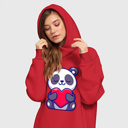 Женское худи-платье Панда и сердечко, цвет: красный — фото 2